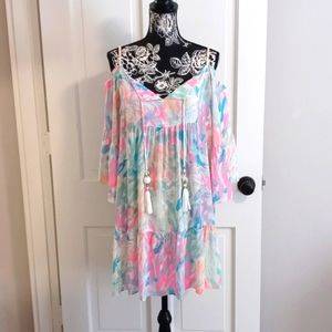 Lilly Pulitzer Cold Shoulder Knee Length Dress. Size Large